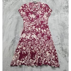 Vintage 90s Loco Lindo Dress Womens XS Purple Wine Floral Crepe Button Front 40s
